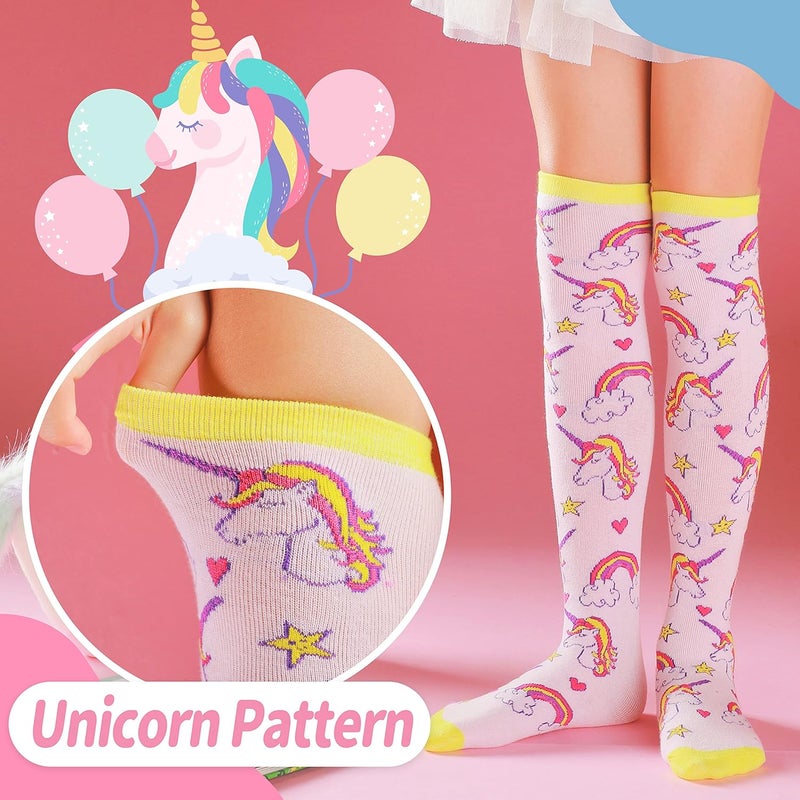 ANTSANG Kids Girls Knee High Socks Long Boot Crazy Silly Fun Gift Cute Tall Animal Socks for Child 6 Pairs - Image 3
